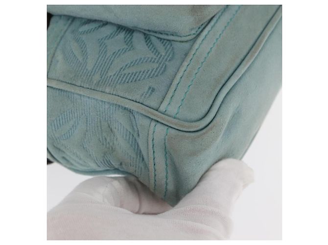 LOEWE Borsa a Mano Anagram in Pelle Scamosciata Blu Turchese Argento Autentica 156184 - vista 10