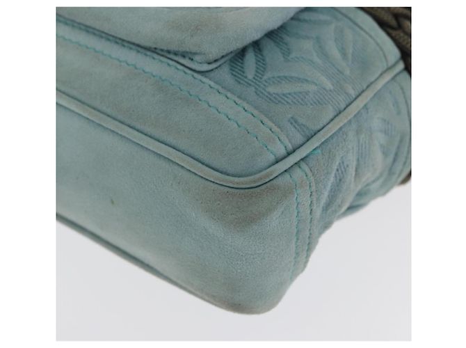 LOEWE Borsa a Mano Anagram in Pelle Scamosciata Blu Turchese Argento Autentica 156184 - vista 14