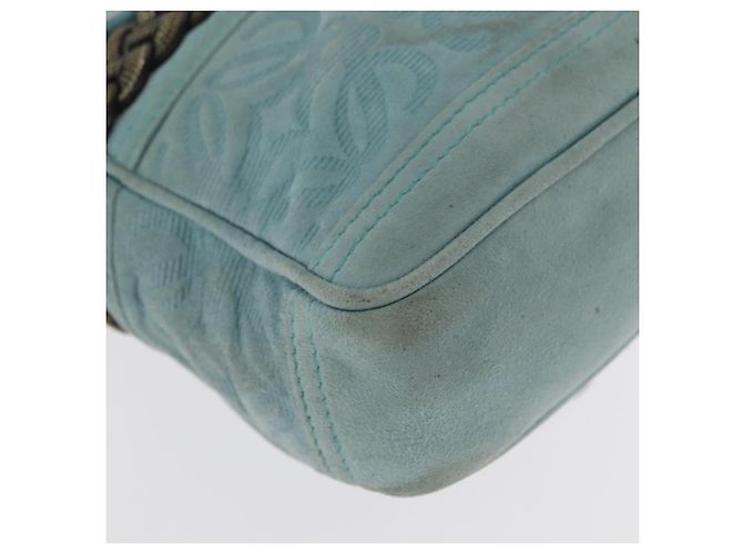 LOEWE Borsa a Mano Anagram in Pelle Scamosciata Blu Turchese Argento Autentica 156184 - vista 15
