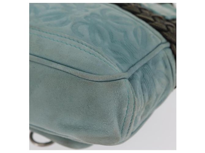 LOEWE Borsa a Mano Anagram in Pelle Scamosciata Blu Turchese Argento Autentica 156184 - vista 16