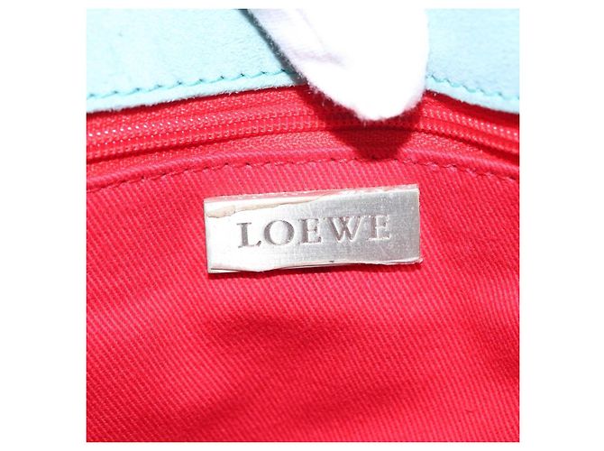 LOEWE Borsa a Mano Anagram in Pelle Scamosciata Blu Turchese Argento Autentica 156184 - vista 19