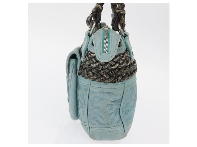 LOEWE Borsa a Mano Anagram in Pelle Scamosciata Blu Turchese Argento Autentica 156184 - vista 3