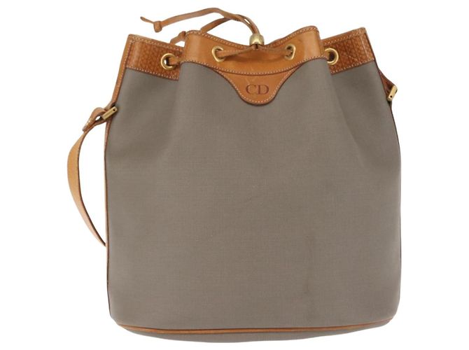 Borsa a Spalla Christian Dior in Pelle PVC Grigia Oro Auth ti3433 Marrone D'oro - vista 13