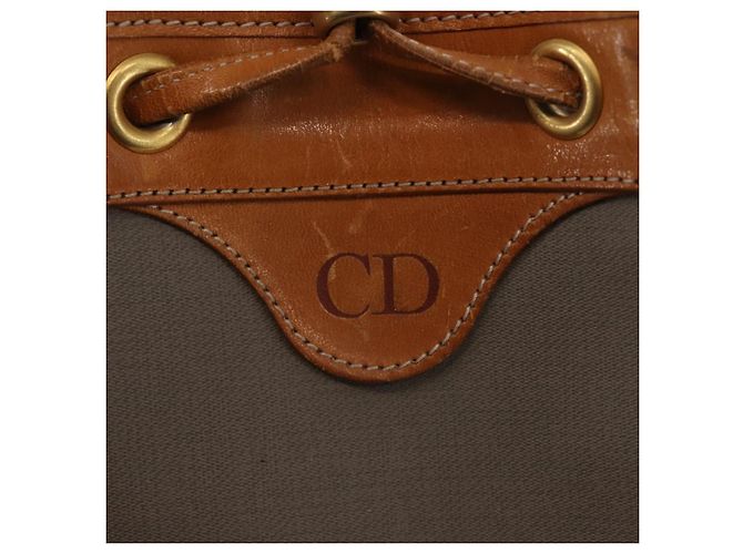 Borsa a Spalla Christian Dior in Pelle PVC Grigia Oro Auth ti3433 Marrone D'oro - vista 18