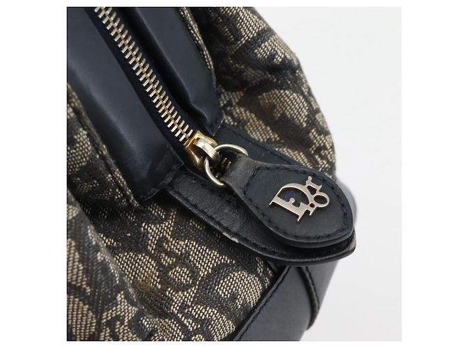 Borsa a mano in tela Trotter Christian Dior blu navy e oro Auth gh760 D'oro - vista 10