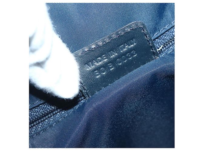 Borsa a mano in tela Trotter Christian Dior blu navy e oro Auth gh760 D'oro - vista 12