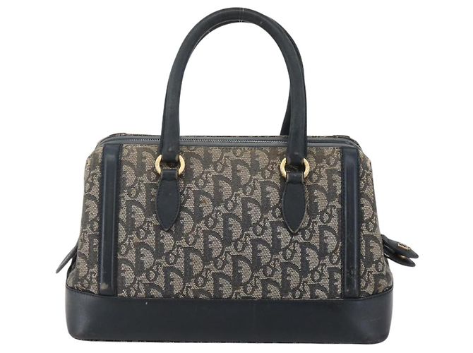 Borsa a mano in tela Trotter Christian Dior blu navy e oro Auth gh760 D'oro - vista 13