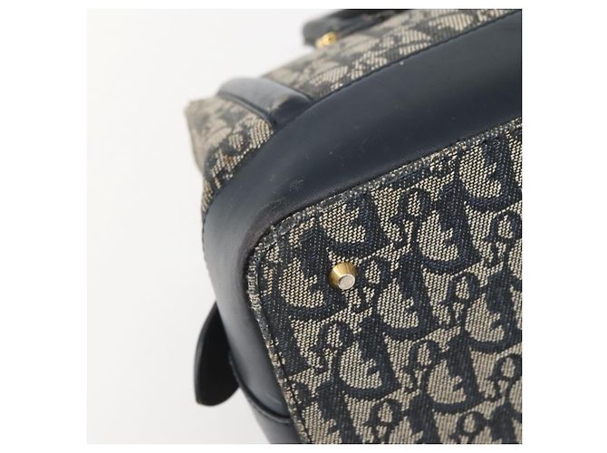 Borsa a mano in tela Trotter Christian Dior blu navy e oro Auth gh760 D'oro - vista 15