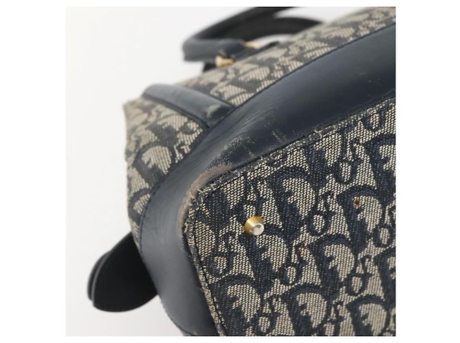 Borsa a mano in tela Trotter Christian Dior blu navy e oro Auth gh760 D'oro - vista 16