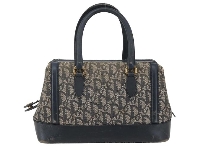 Borsa a mano in tela Trotter Christian Dior blu navy e oro Auth gh760 D'oro - vista 2