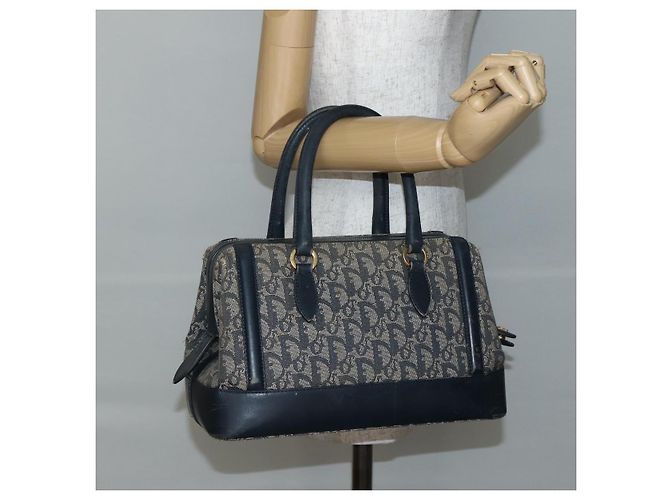 Borsa a mano in tela Trotter Christian Dior blu navy e oro Auth gh760 D'oro - vista 21