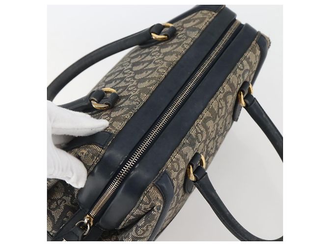 Borsa a mano in tela Trotter Christian Dior blu navy e oro Auth gh760 D'oro - vista 6