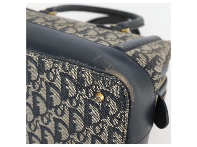 Borsa a mano in tela Trotter Christian Dior blu navy e oro Auth gh760 D'oro - vista 9