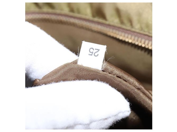 Borsa Tote PRADA in nylon khaki oro Auth gh915 D'oro Cachi - vista 12