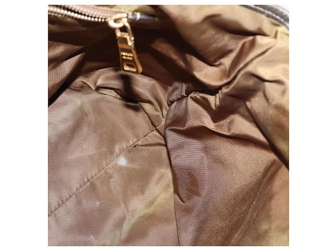 Borsa Tote PRADA in nylon khaki oro Auth gh915 D'oro Cachi - vista 19
