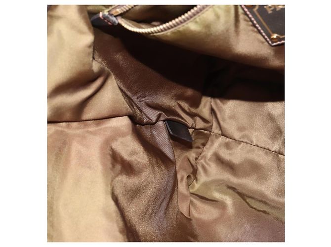 Borsa Tote PRADA in nylon khaki oro Auth gh915 D'oro Cachi - vista 20