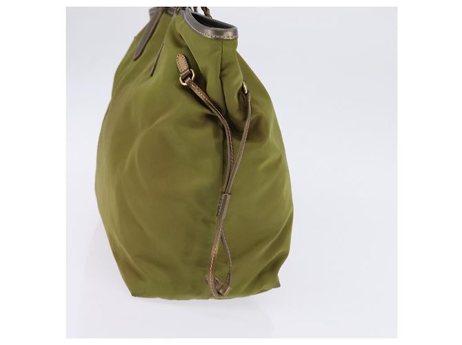 Borsa Tote PRADA in nylon khaki oro Auth gh915 D'oro Cachi - vista 3