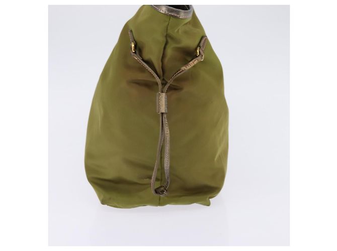 Borsa Tote PRADA in nylon khaki oro Auth gh915 D'oro Cachi - vista 4