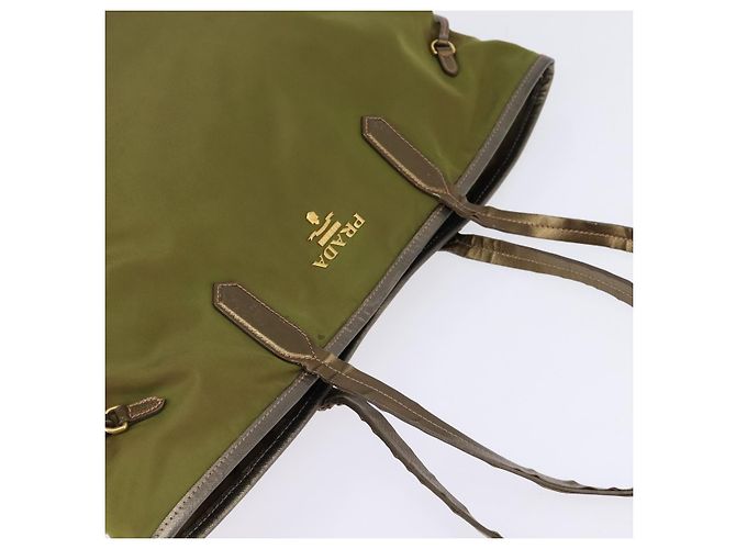Borsa Tote PRADA in nylon khaki oro Auth gh915 D'oro Cachi - vista 6