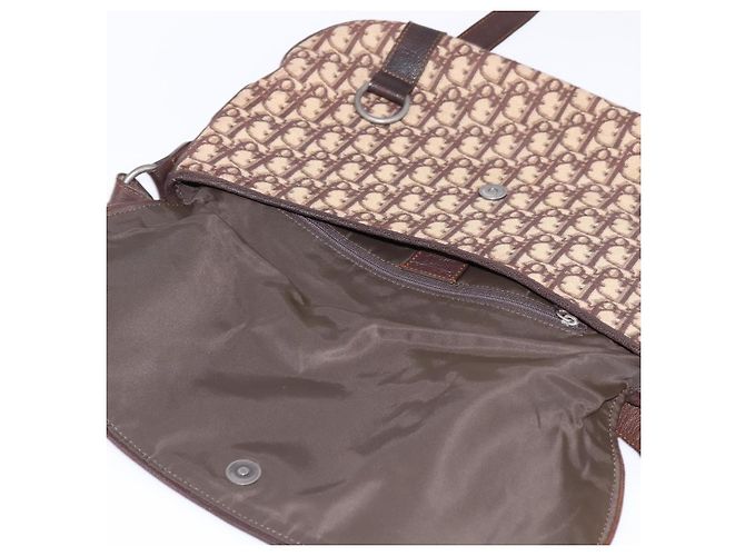 Christian Dior Trotter Canvas Shoulder Bag Brown Silver Auth 144872 Silvery - view 18