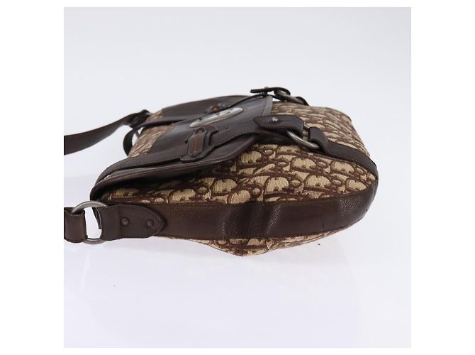 Christian Dior Trotter Canvas Shoulder Bag Brown Silver Auth 144872 Silvery - view 3