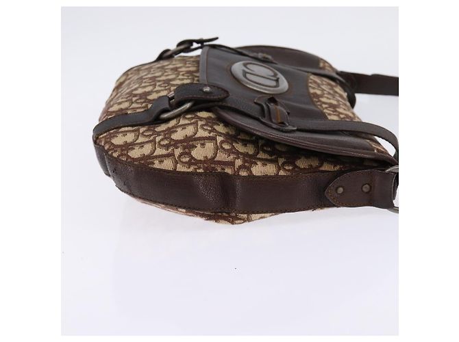 Christian Dior Trotter Canvas Shoulder Bag Brown Silver Auth 144872 Silvery - view 4