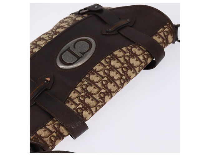 Christian Dior Trotter Canvas Shoulder Bag Brown Silver Auth 144872 Silvery - view 6