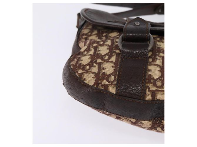 Christian Dior Trotter Canvas Shoulder Bag Brown Silver Auth 144872 Silvery - view 8