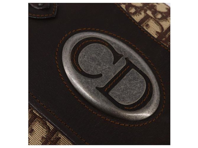 Christian Dior Trotter Canvas Shoulder Bag Brown Silver Auth 144872 Silvery - view 9