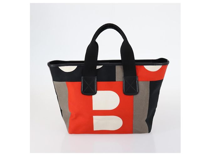 BALLY Borsa a Mano in Tela e Pelle 2 Pezzi Beige Bianco Auth am9153 - vista 2