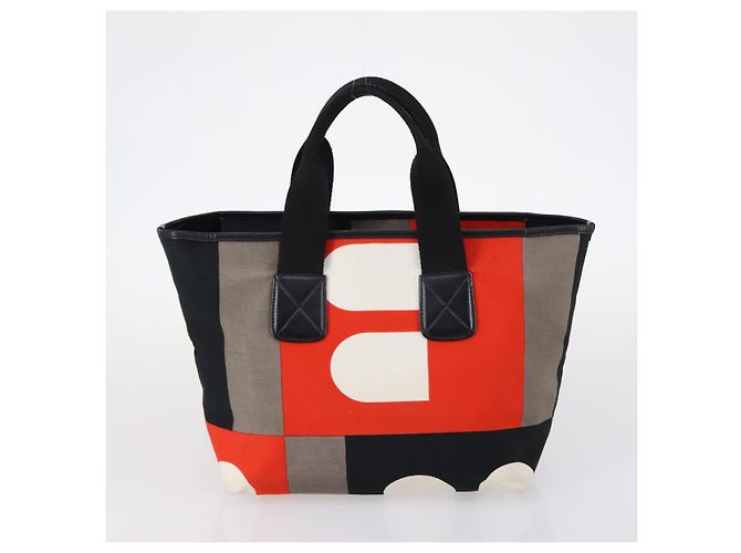 BALLY Borsa a Mano in Tela e Pelle 2 Pezzi Beige Bianco Auth am9153 - vista 3