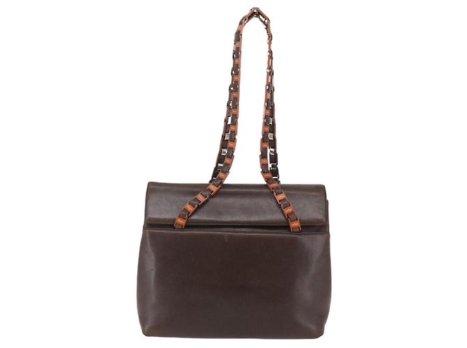 Borsa a Spalla in Pelle Marrone Salvatore Ferragamo Auth BA6796 - vista 13