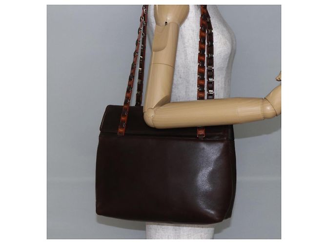 Borsa a Spalla in Pelle Marrone Salvatore Ferragamo Auth BA6796 - vista 21