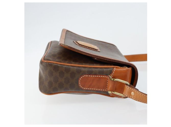 Céline Borsa a Spalla in Tela Macadam CELINE in Pelle PVC Marrone Oro Auth ep11087 D'oro - vista 3