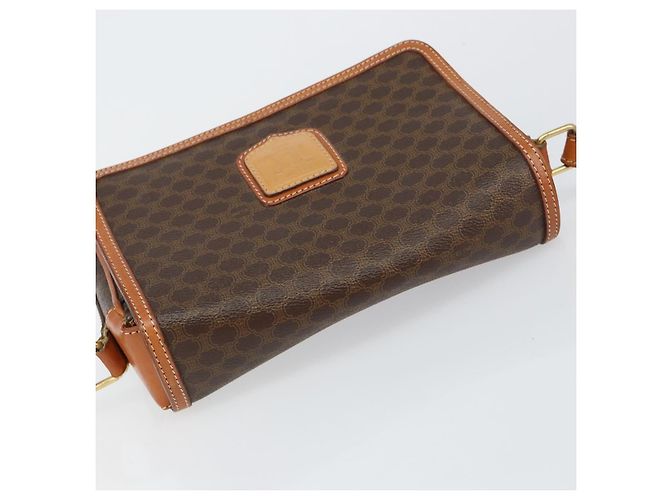 Céline Borsa a Spalla in Tela Macadam CELINE in Pelle PVC Marrone Oro Auth ep11087 D'oro - vista 6