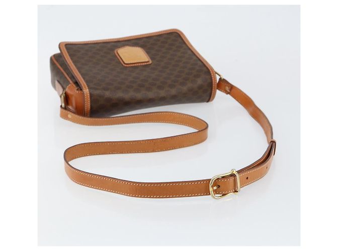 Céline Borsa a Spalla in Tela Macadam CELINE in Pelle PVC Marrone Oro Auth ep11087 D'oro - vista 7