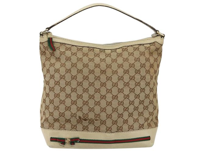 Borsa Pretty Sherry Line in tela GG Gucci beige e oro 257064 Auth 146262 D'oro - Ansicht 13