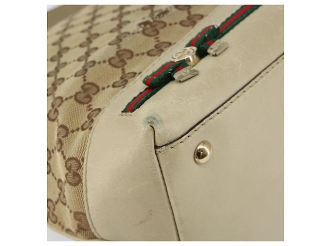 Borsa Pretty Sherry Line in tela GG Gucci beige e oro 257064 Auth 146262 D'oro - Ansicht 15