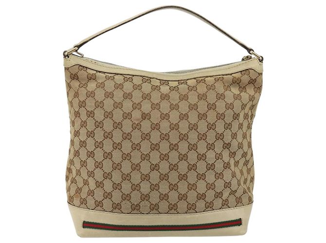Borsa Pretty Sherry Line in tela GG Gucci beige e oro 257064 Auth 146262 D'oro - vista 2