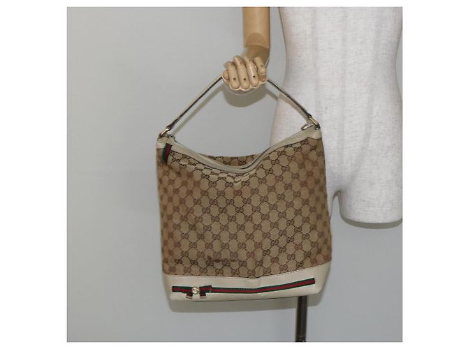 Borsa Pretty Sherry Line in tela GG Gucci beige e oro 257064 Auth 146262 D'oro - Ansicht 24