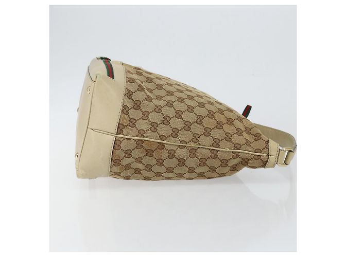 Borsa Pretty Sherry Line in tela GG Gucci beige e oro 257064 Auth 146262 D'oro - vista 3