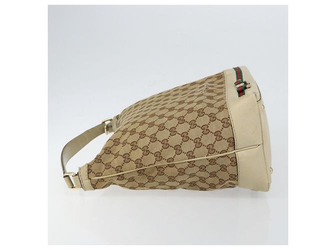 Borsa Pretty Sherry Line in tela GG Gucci beige e oro 257064 Auth 146262 D'oro - vista 4