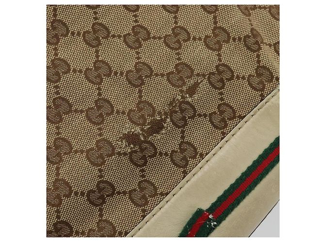 Borsa Pretty Sherry Line in tela GG Gucci beige e oro 257064 Auth 146262 D'oro - vista 9