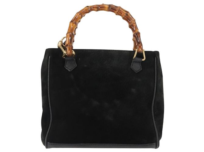 Borsa a mano in suede Gucci Bamboo 2way nera Auth BA6753 Nero - vista 2