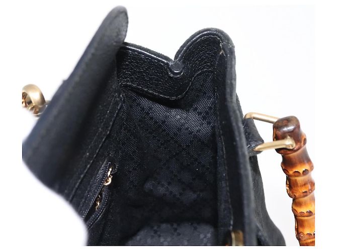Borsa a mano in suede Gucci Bamboo 2way nera Auth BA6753 Nero - vista 21