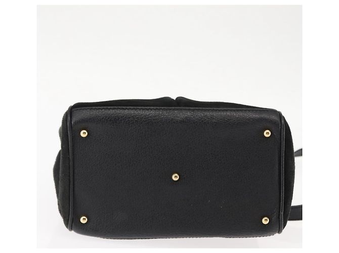 Borsa a mano in suede Gucci Bamboo 2way nera Auth BA6753 Nero - vista 5