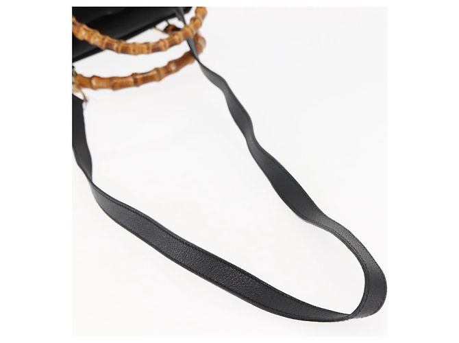Borsa a mano in suede Gucci Bamboo 2way nera Auth BA6753 Nero - vista 8