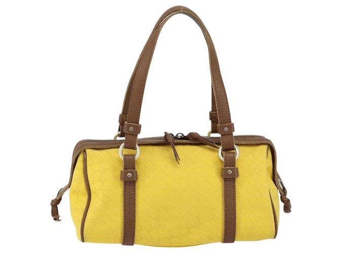 Autre Marque BORSO A MANO IN CANVAS INTRECCIATO BOTTEGA VENETA GIALLO ORO Auth hk3145 D'oro - vista 13
