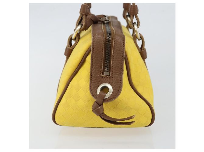 Autre Marque BORSO A MANO IN CANVAS INTRECCIATO BOTTEGA VENETA GIALLO ORO Auth hk3145 D'oro - vista 3