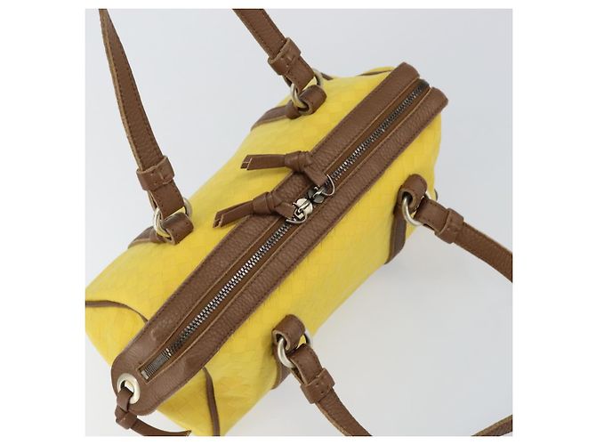 Autre Marque BORSO A MANO IN CANVAS INTRECCIATO BOTTEGA VENETA GIALLO ORO Auth hk3145 D'oro - vista 6